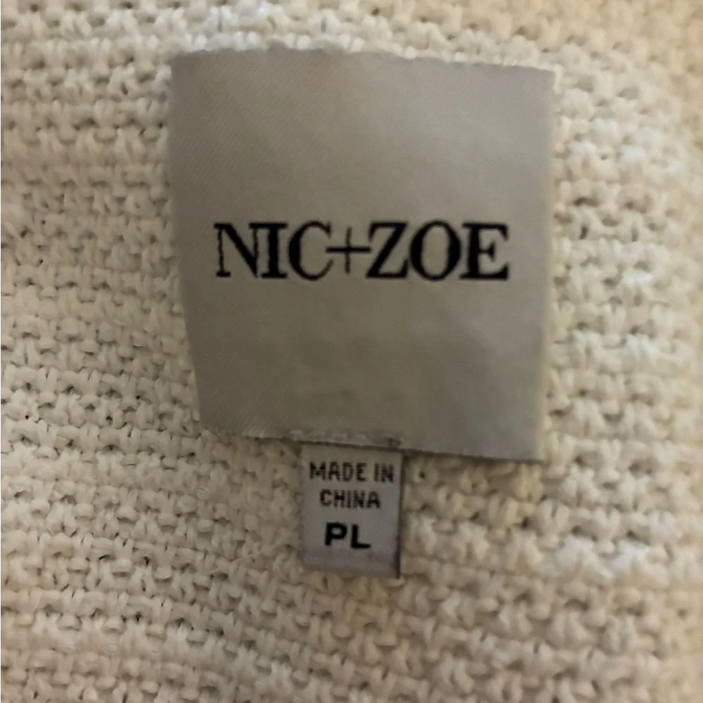 Mic & Zoe Statement Fringe Mix Knit Jacket in Classic Cream White‎ Sz PL